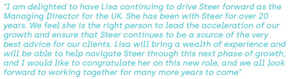 Lisa Martin becomes UK Managing Director at Steer